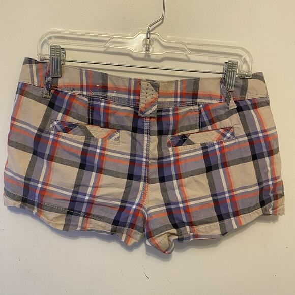Y2K So Women Jrs 9 Plaid Bootie Shorts Micro Mini LowRise Multicolor Cotton - Picture 8 of 8